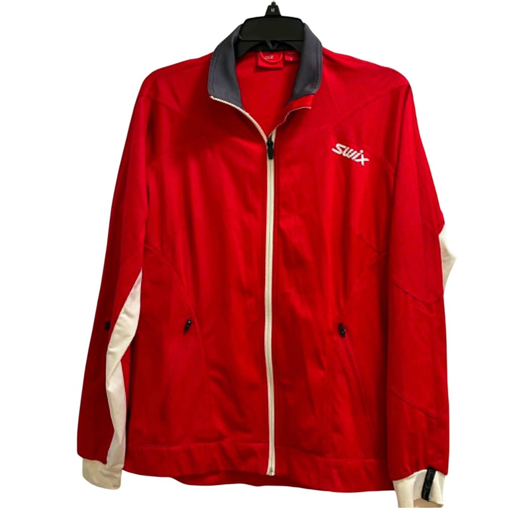 Swix Softshell Ski Jacket Womens Medium Red White Full Zip Performance Winter